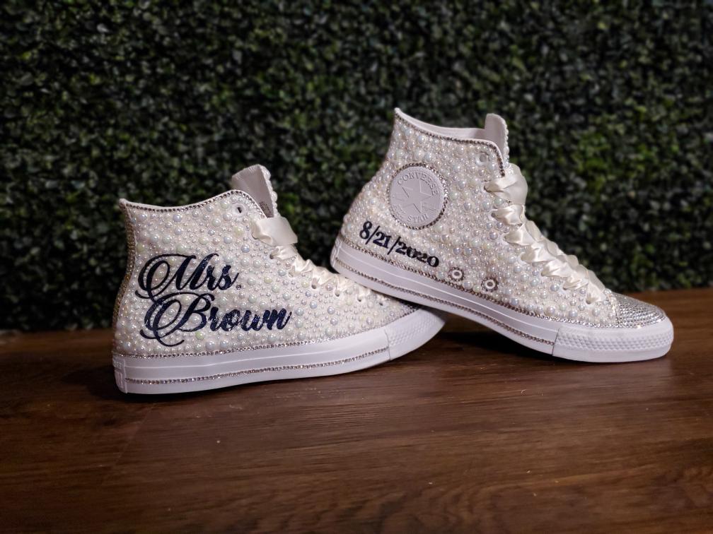 All Pearl and Bling Toe Chucks High Tops - Main Image