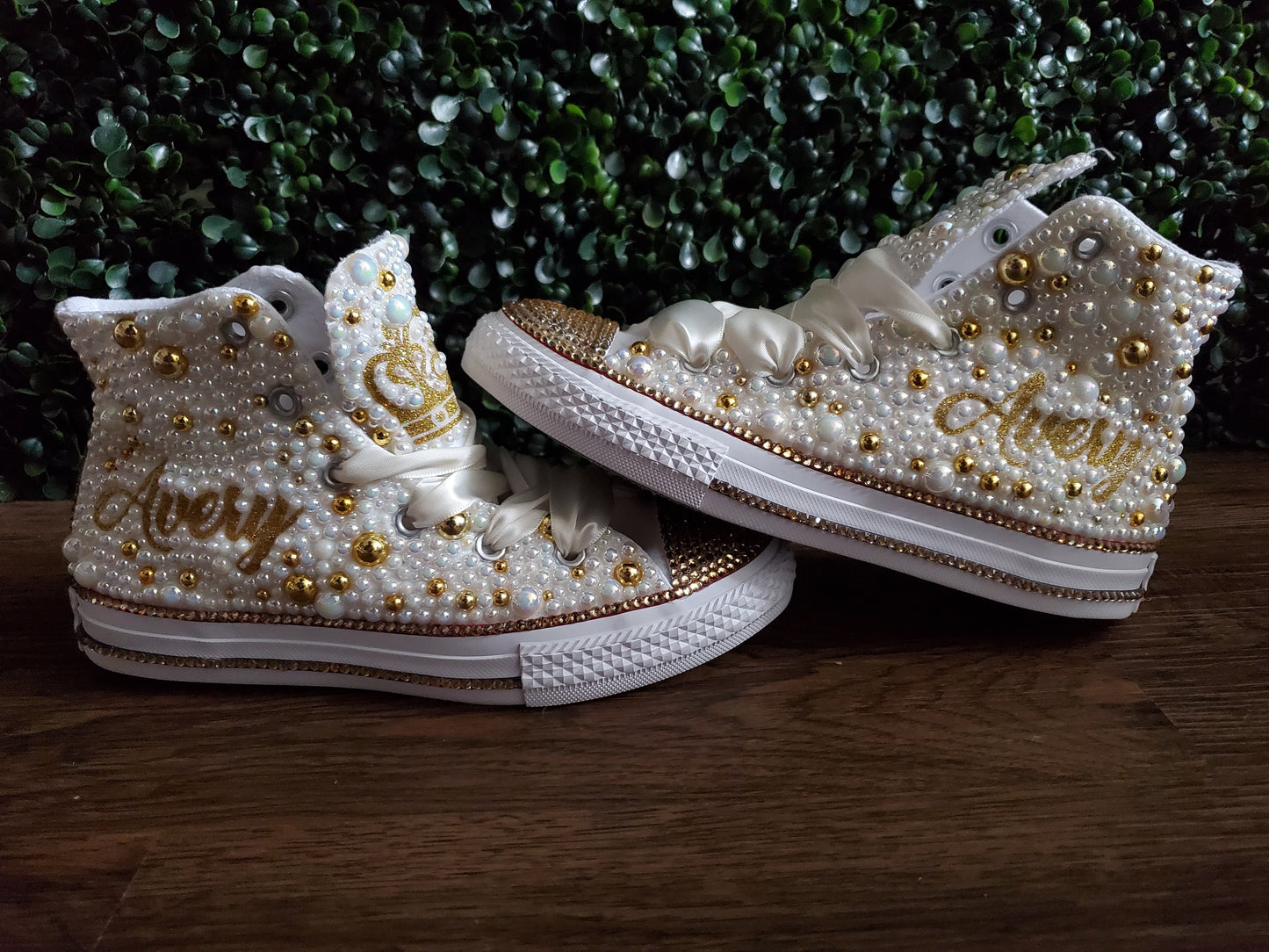 All Pearl and Bling Toe Chucks - High Tops