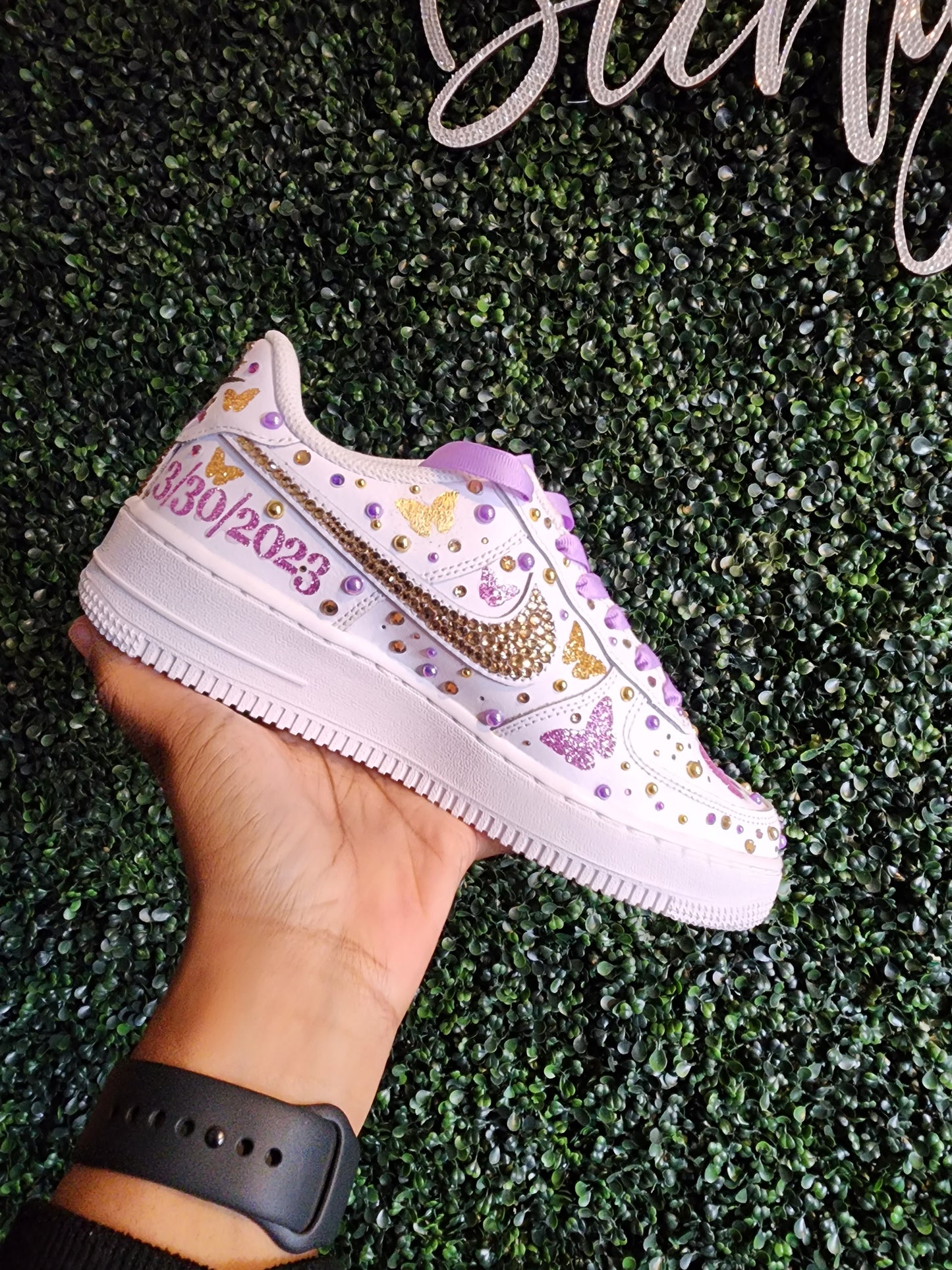 Blinged Swoosh + Design AF1