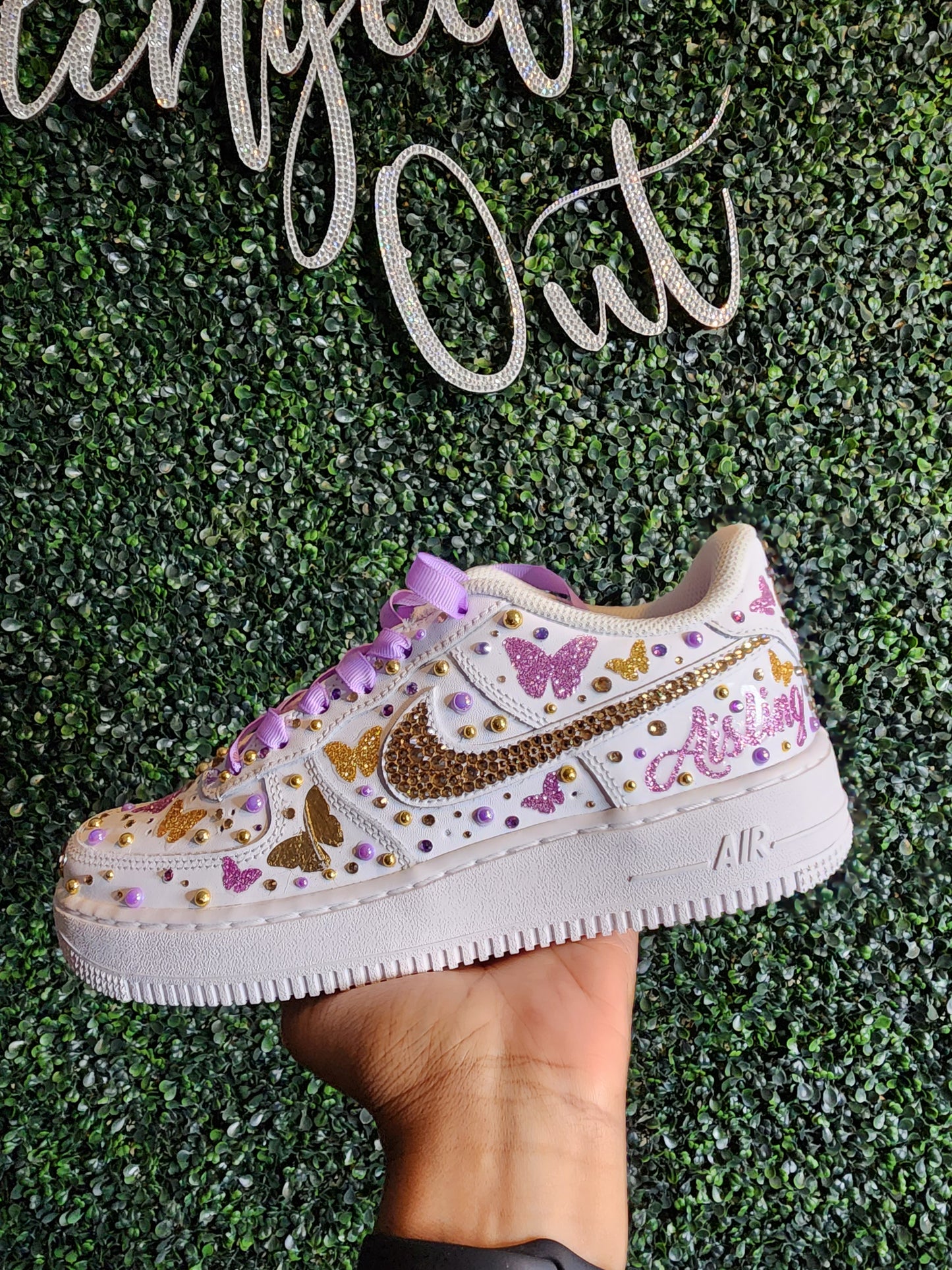 Blinged Swoosh + Design AF1