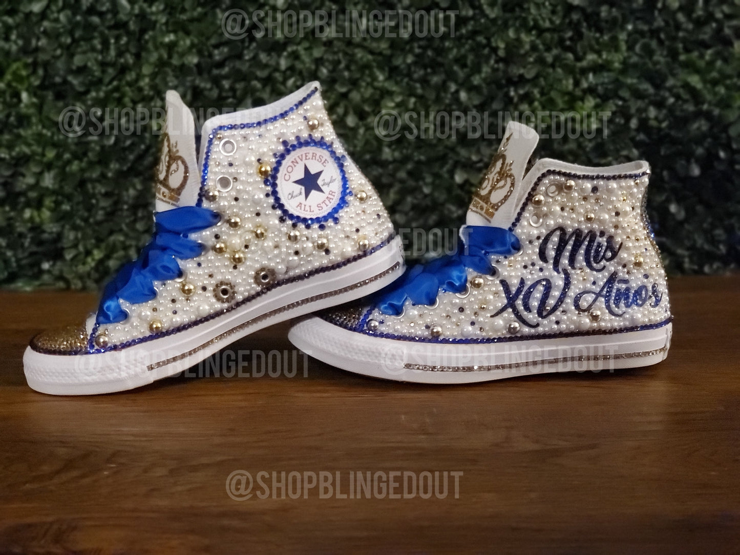 All Pearl and Bling Toe Chucks - High Tops