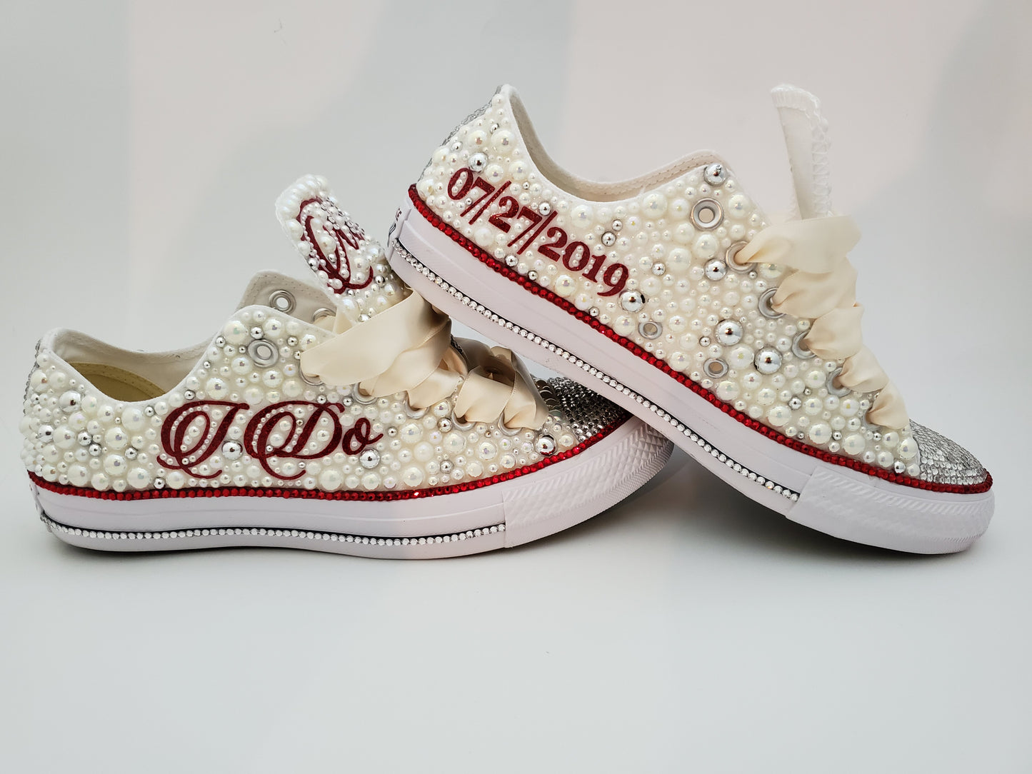 All Pearl and Bling Toe Converse - Low Tops