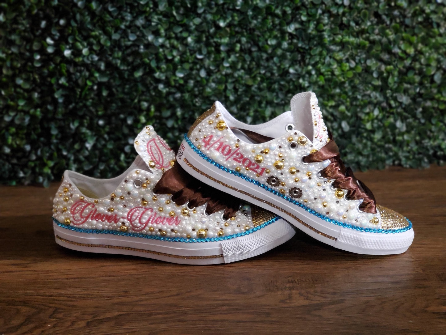 All Pearl and Bling Toe Converse - Low Tops