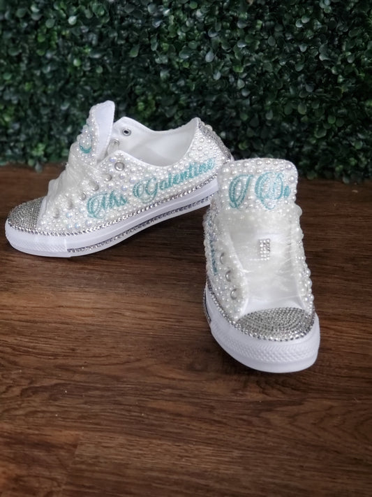 All Pearl and Bling Toe Converse - Low Tops