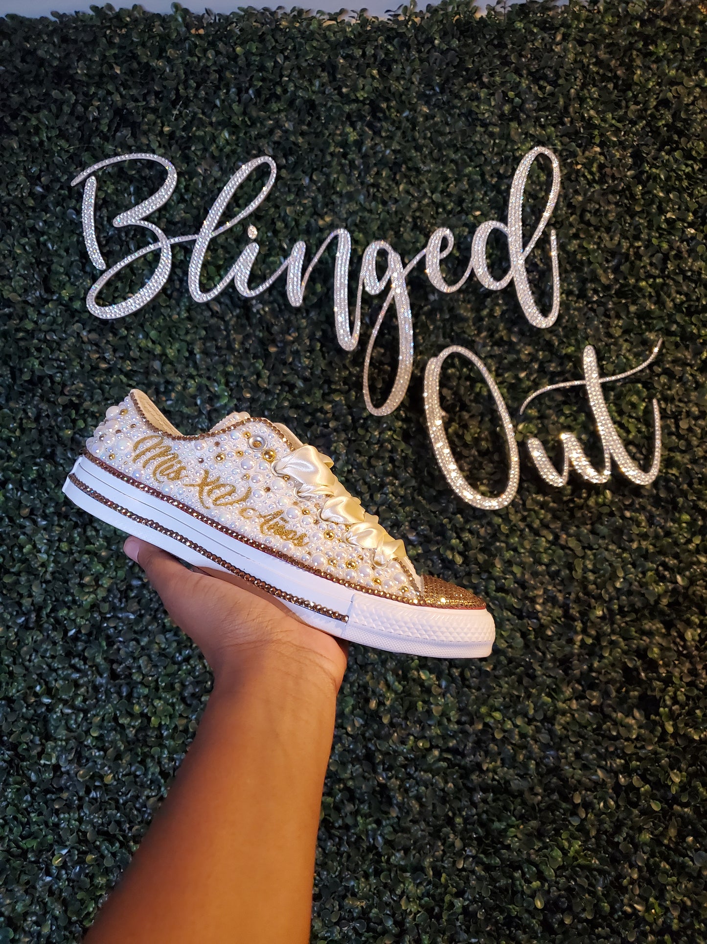 All Pearl and Bling Toe Converse - Low Tops